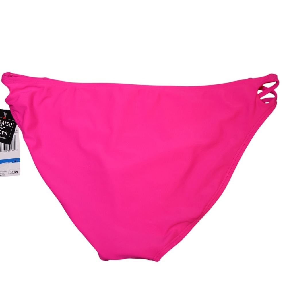 California Waves Solid Lattice Side Bikini Bottom L Raspberry Pink NWT - Picture 2 of 6